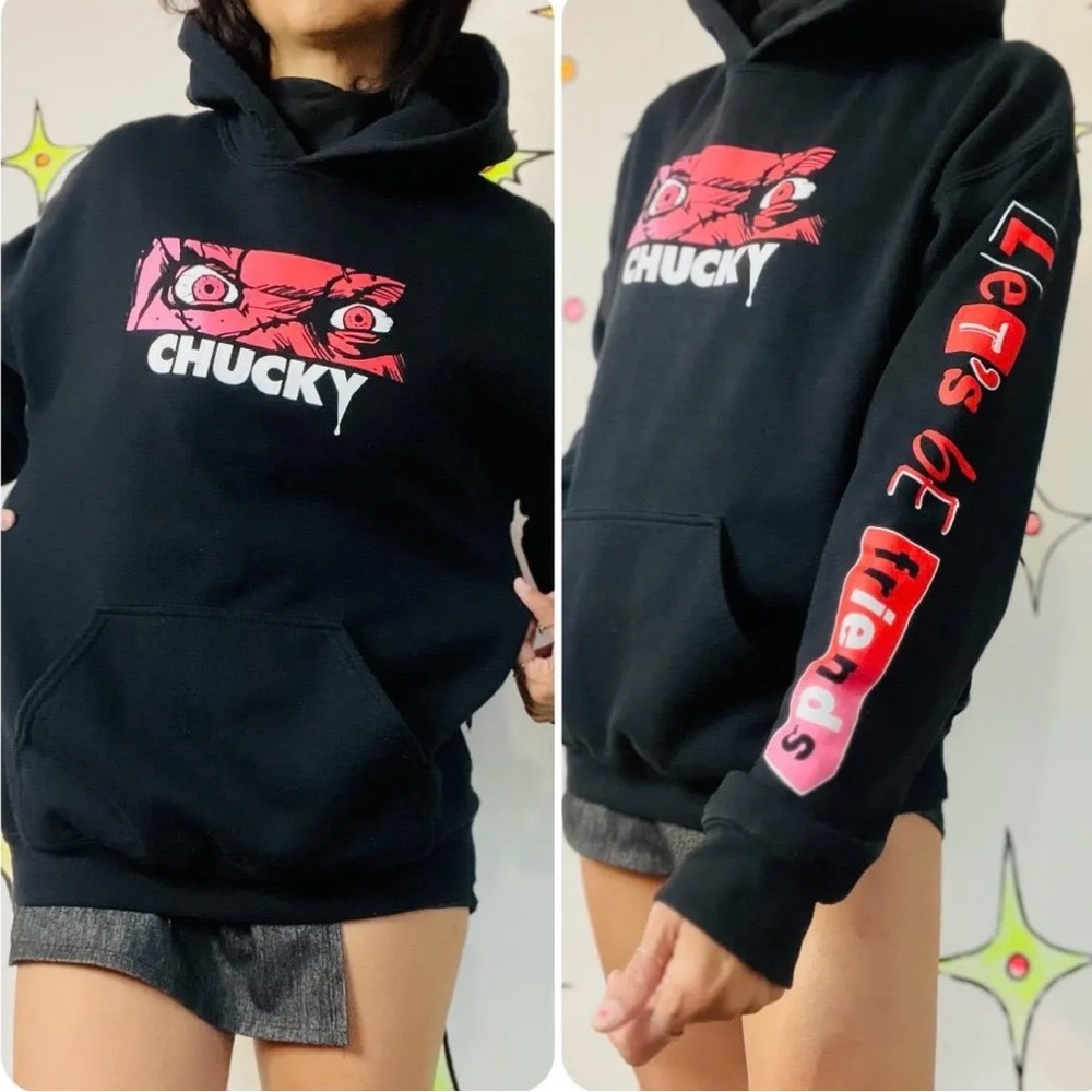 CHUCKY Universal Studio graphic hoodie sweatshirt pouch pocket long sleeve SZ L